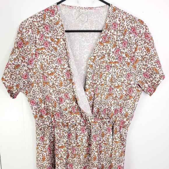 Womens Dress Large Fixed Wrap Blooms Florals Cottagecore Stretchy Full Length - Picture 2 of 10